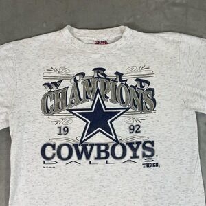 Vintage Dallas Cowboys Shirt Mens Large White NFL Football Trench World Champs